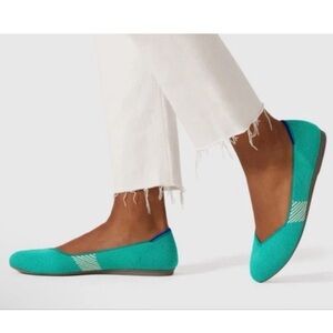 ROTHYS Calypso Flat Shoe Retired Round Toe Aqua Stripe Size 9